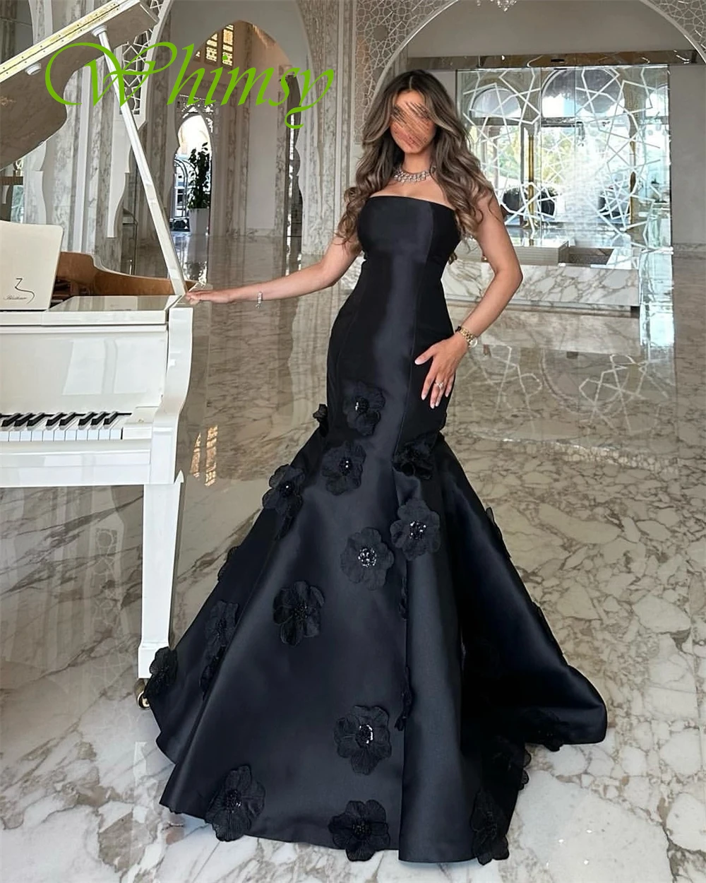 تخصيص مزاجه الساتان حورية البحر مساء اللباس الزهور الحساسة فساتين حفلة موسيقية بسيطة حمالة فساتين المناسبات الخاصة