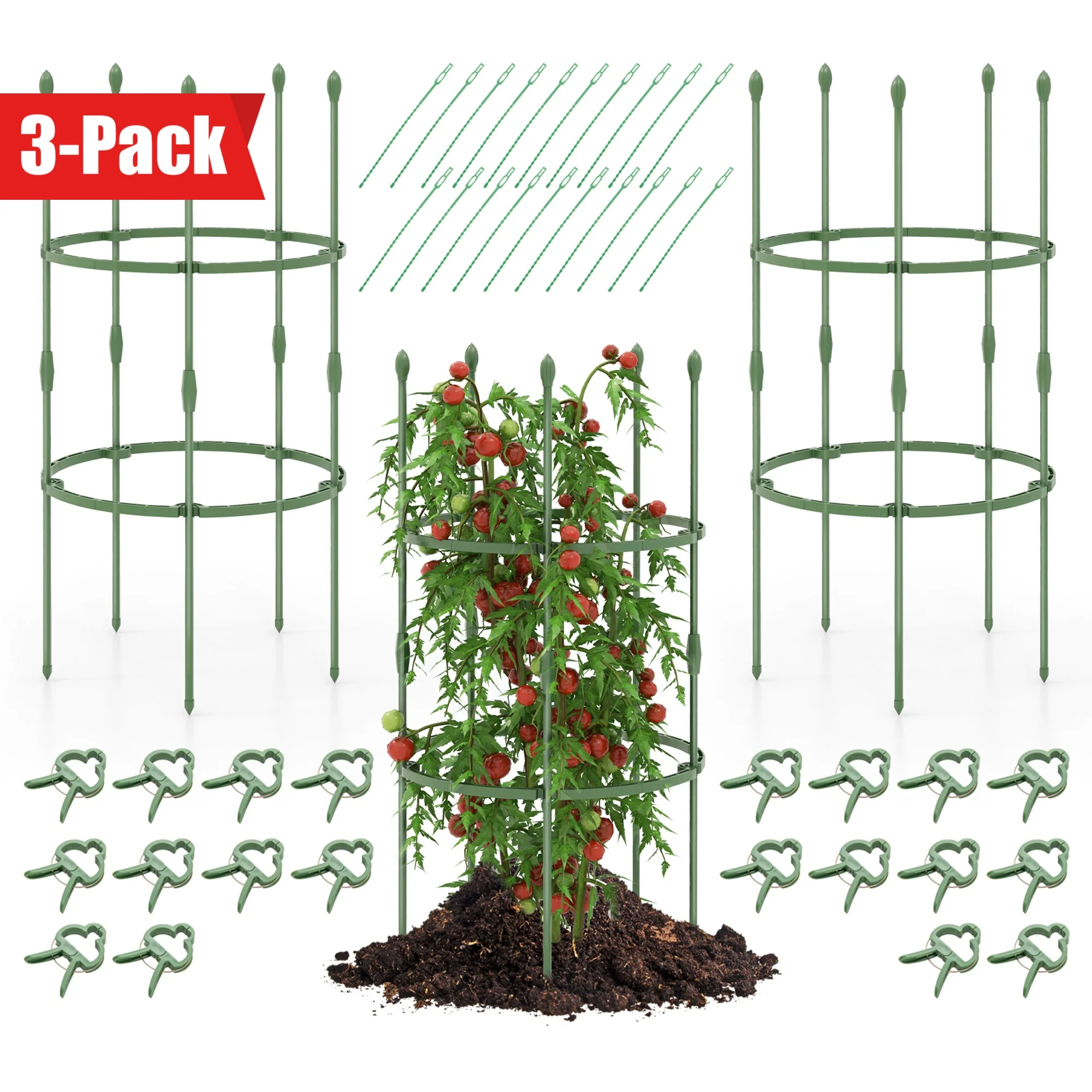 

Maxmass 3-Pack Garden Tomato Trellis 40" Plant Support Cage w/Adjustable Size for Plants
