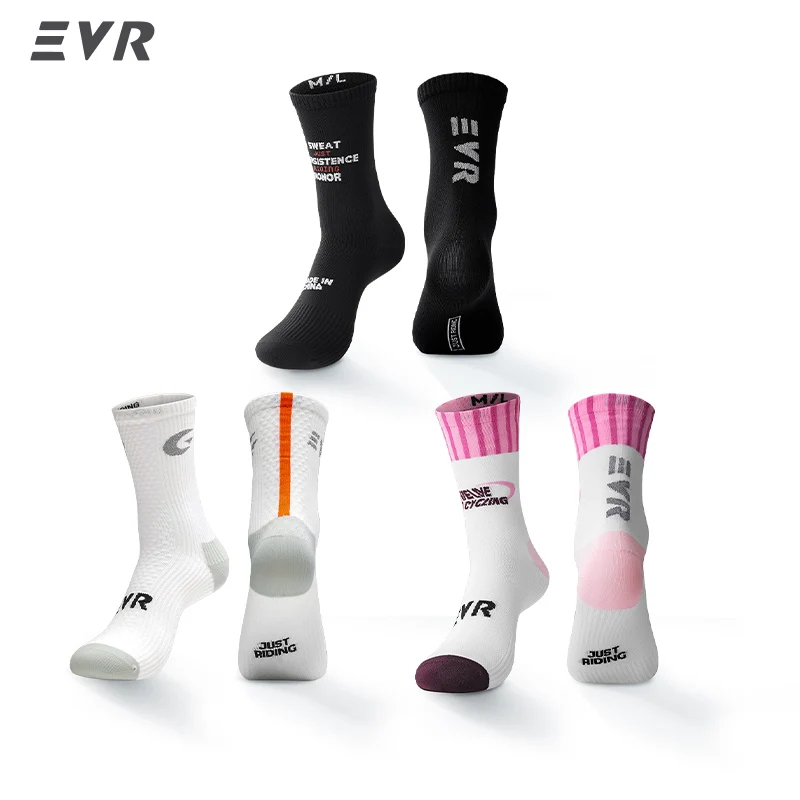 EVR Cycling Socks For Men and Women in Spring and Summer Road Cycling Socks Mid-length Compression Breathable Sports Socks