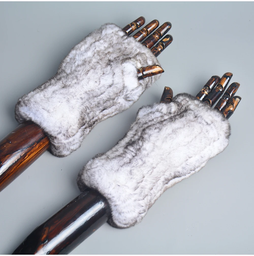 Lady Winter 100% Natural Real Rex Rabbit Fur Glove Women Soft Rex Rabbit Fur Glove Foashion Warm Knitted Genuine Fur Gloves