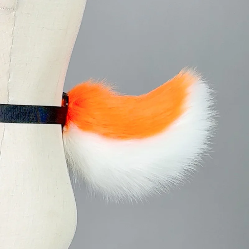 Japanese Anime Furry Orange Rabbit Ears Headband Tail Elk Antler Lolita Beast Ears Headdress Cosplay Party Costume Faux Fur Tail