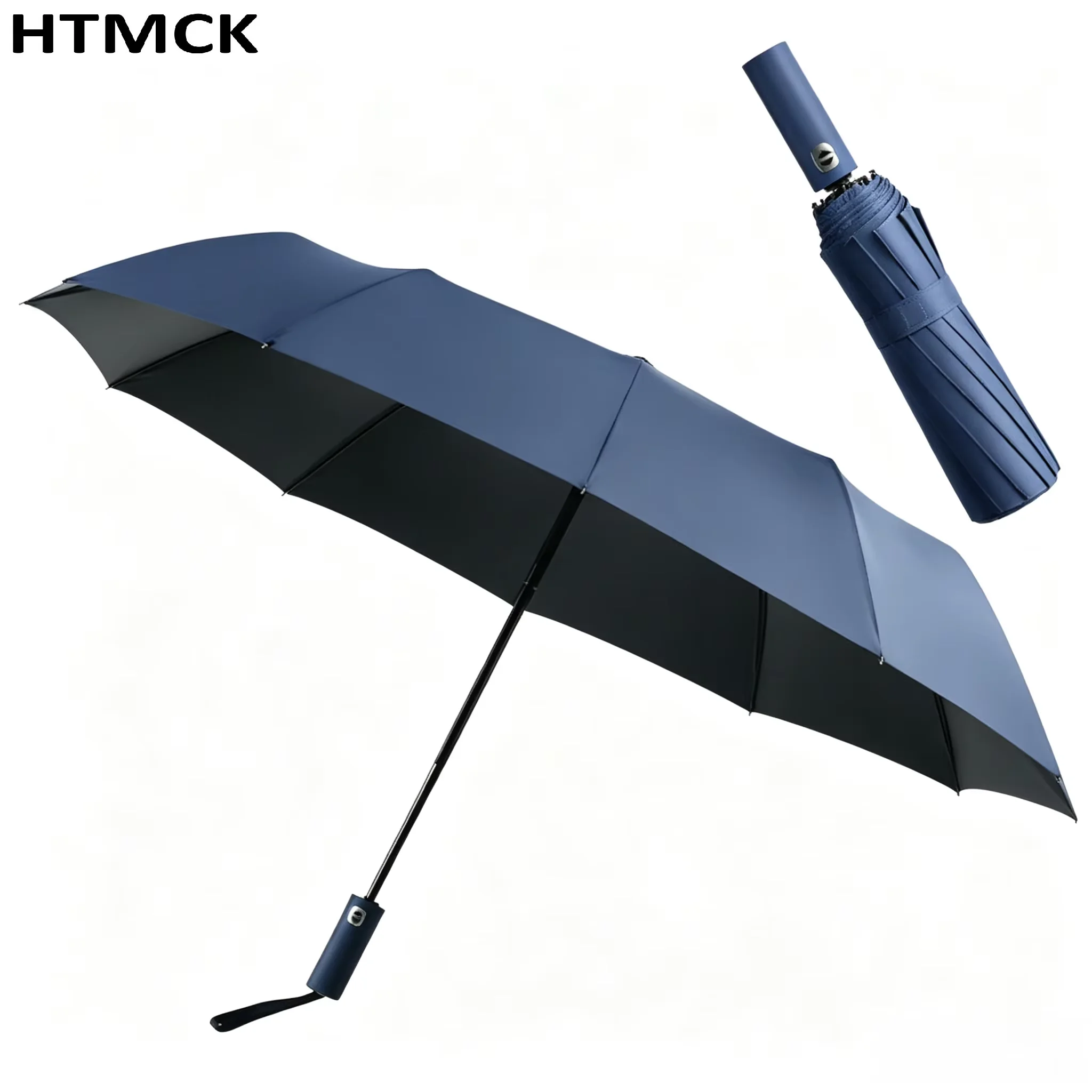 12 Bone Double Bones Black Glue Fully Automatic Umbrella, Rain & Sun Dual Use Three Fold, Sturdy Keel, UV Protection