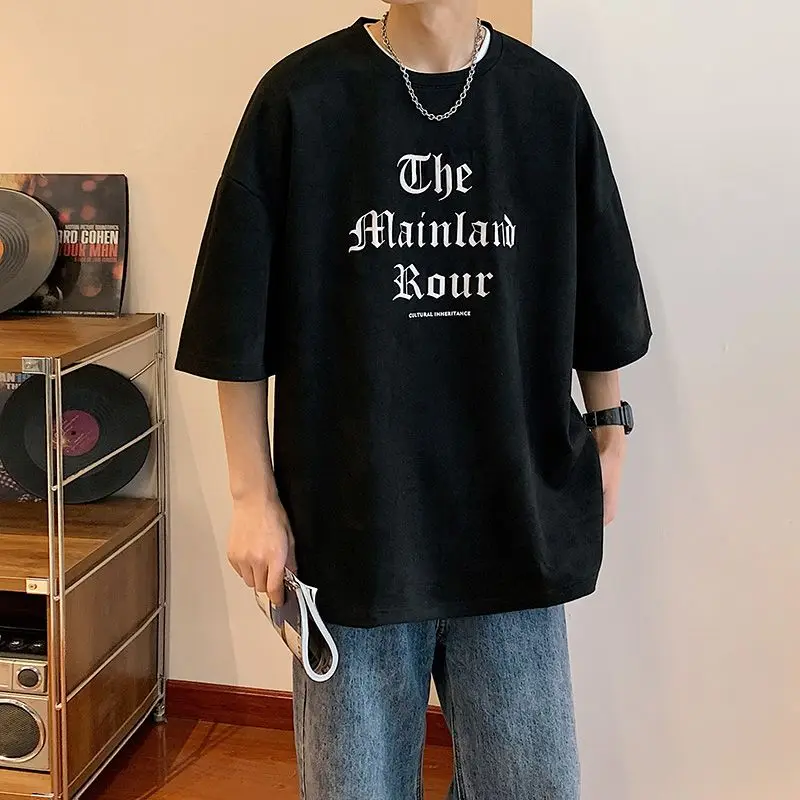 

American retro suede T-shirt men's summer high street short-sleeved heavyweight European and American fashion brand clothes tops