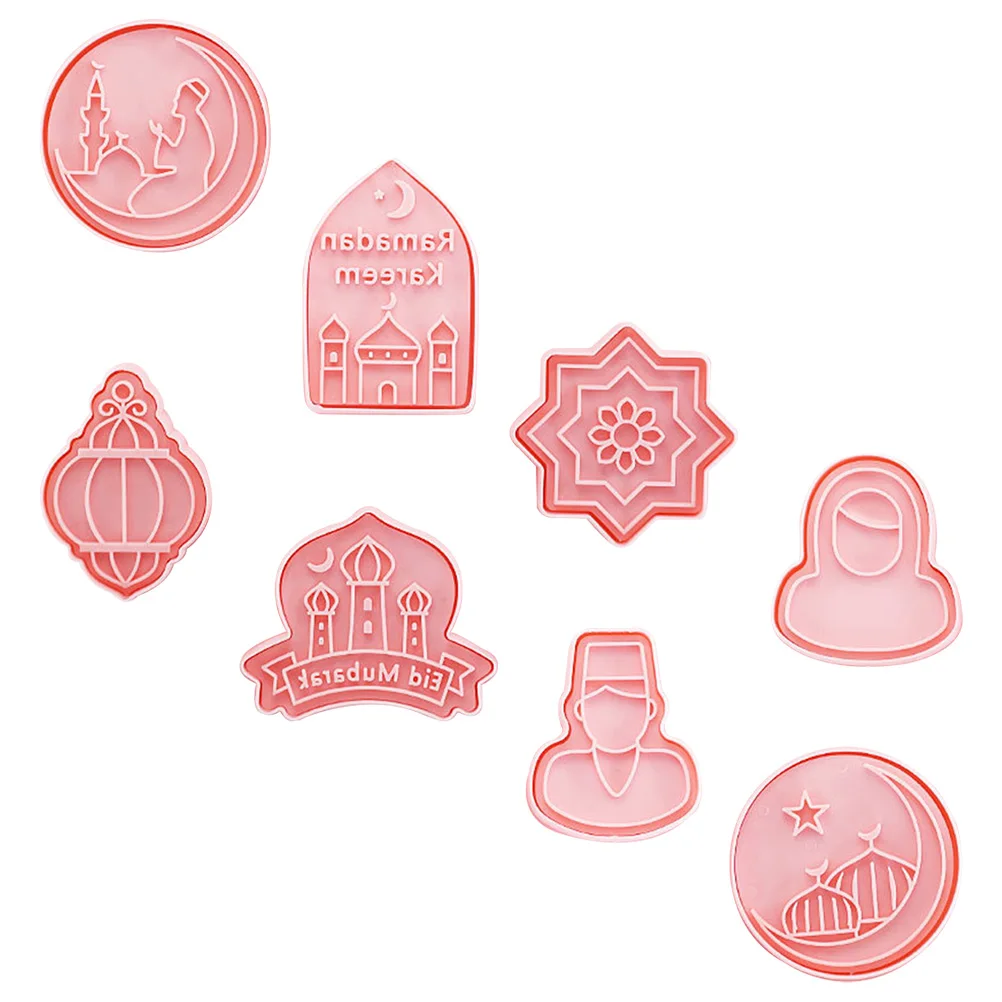 

8 Pcs Biscuit Mold Cookie Molds Baking Supplies Festival Eid Mubarak Chocolate Non Stick Easy Clean Reusable PP Material