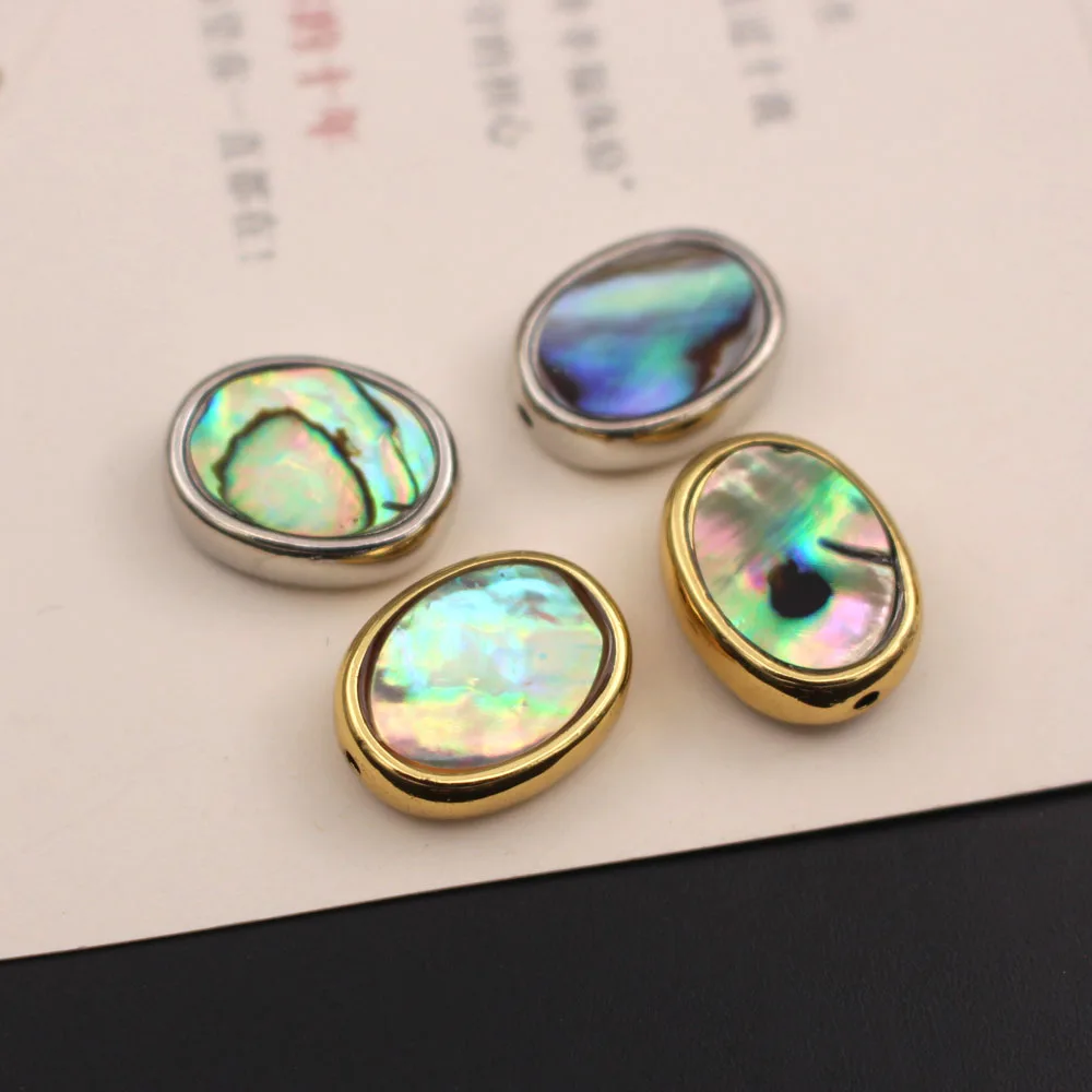 6pcs Natural Abalone Shell Pendant Round Square Heart Oval Shape Spacer Beads DIY For Jewelry Making Bracelet Necklace Earrings