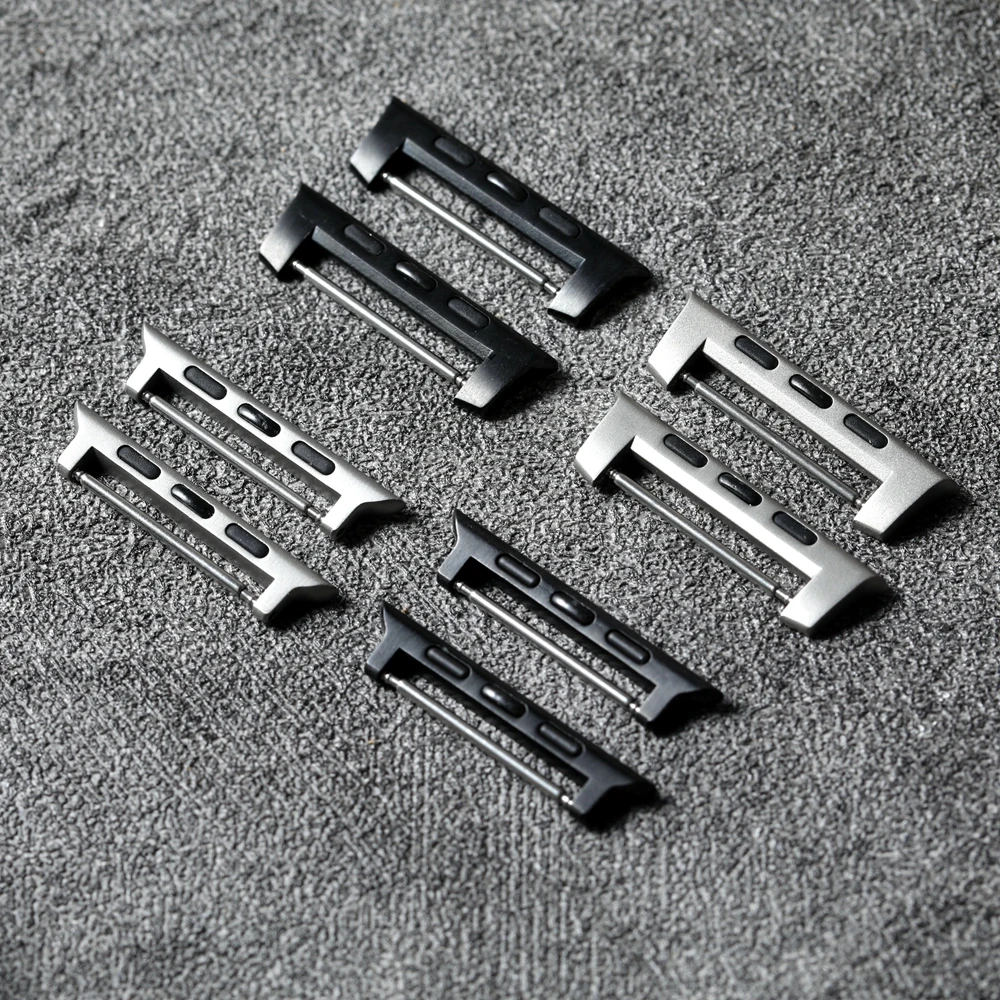 Stainless Steel Black Titanium Color Connector 44MM 45MM 46MM 49MM*24MM Suitable for Apple Watch Leather Strap Adapter