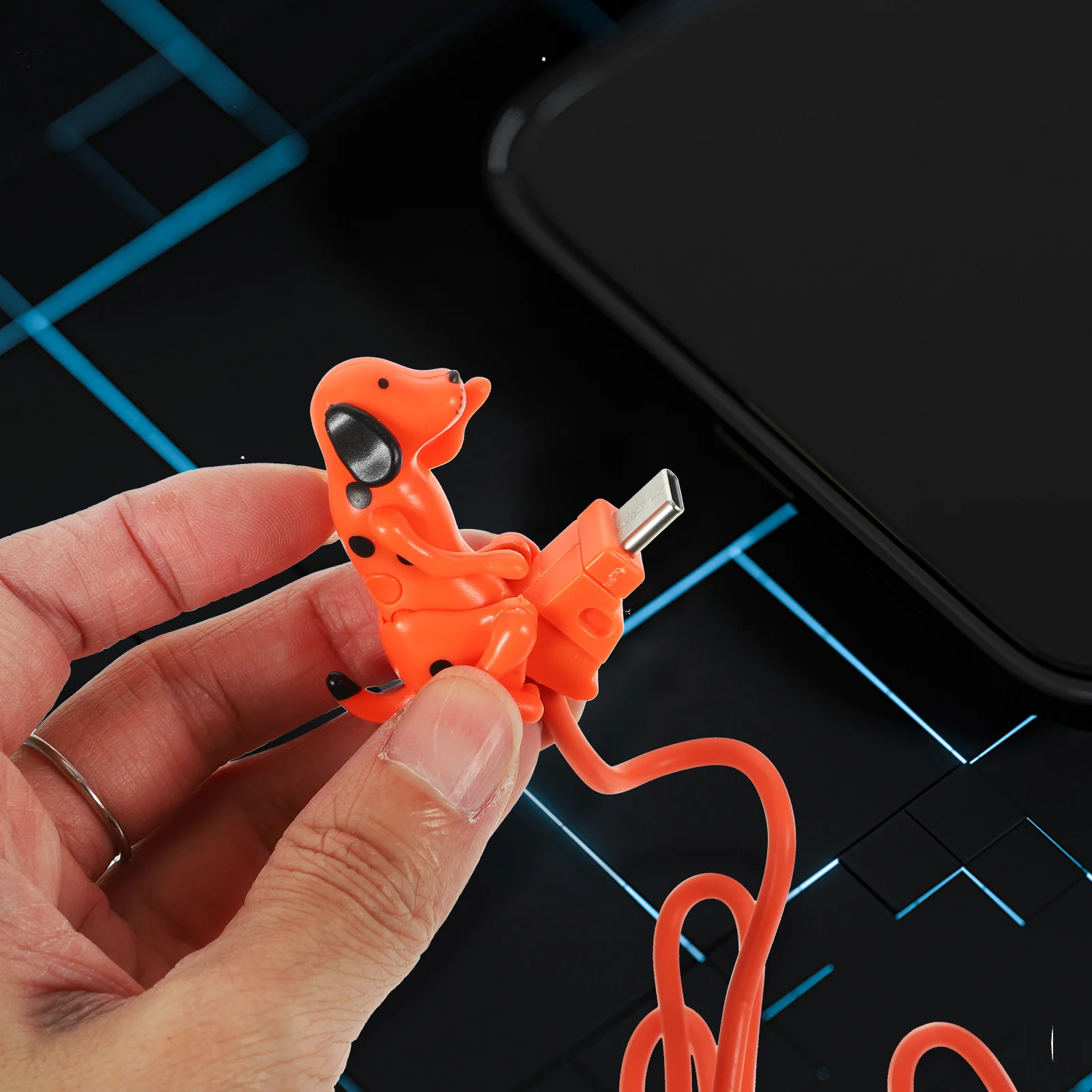 

Micro USB for Cell Phone Chargers Dog Shaped Portable Creative Smartphone Charging Cable Home Travel Safe Material