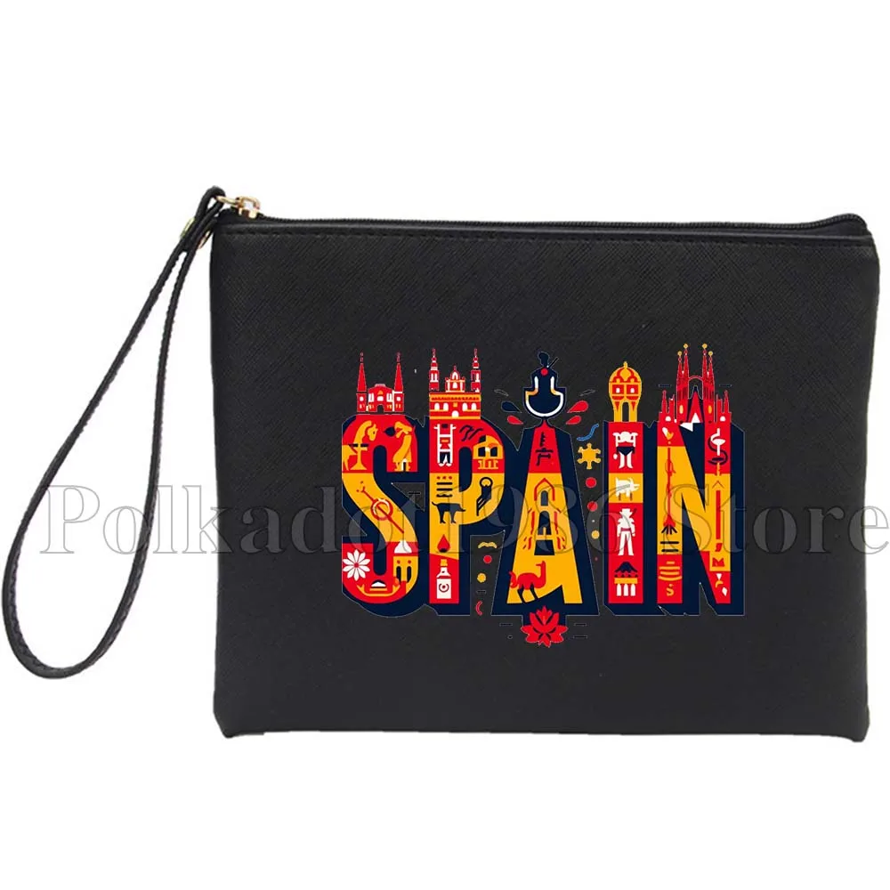 

Мадрид Испания Skyline Espana Бабочка Флаг Подарок Косметичка из искусственной кожи Кошелек Косметичка Водонепроницаемая сумка для хранения туалетных принадлежностей
