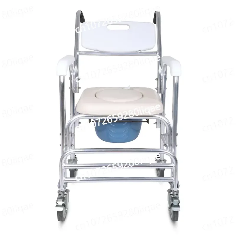 Medical rehabilitation supplies Foldable aluminum alloy bathroom toilet wheelchair Multifunctional toilet wheelchair