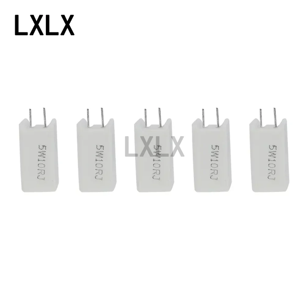 10PCS 5W Ceramic Vertical Cement Resistor 0.1~6.8K Ohm 5% 0.15R 0.22R 0.25R 0.39R 0.47R 1R 2R 10RJ 100R 150R 1K Ohm 5W