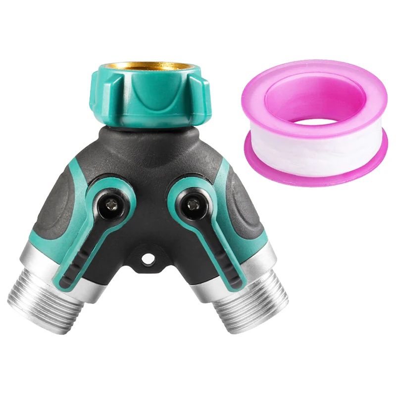 Irrigation Water Flow Splitter Connector American 3/4 Inch Splitter Garden Faucet Accessory, With 1 Raw Material Strip