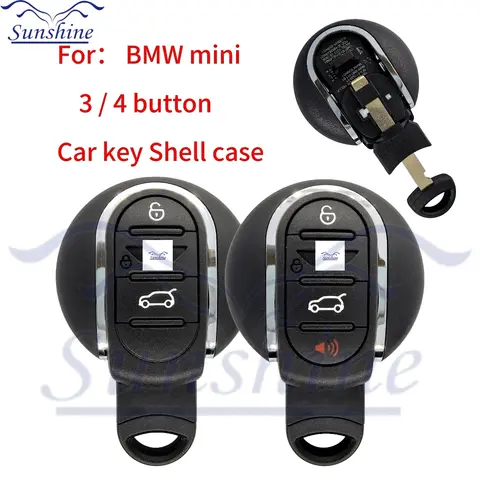 선샤인 3/4 버튼 자동차 키 케이스 홀더 BMW 미니 쿠퍼 F54 F55 F56 F57 F60 2015 2016 2017 용 스마트 원격 Fobs 커버 셸