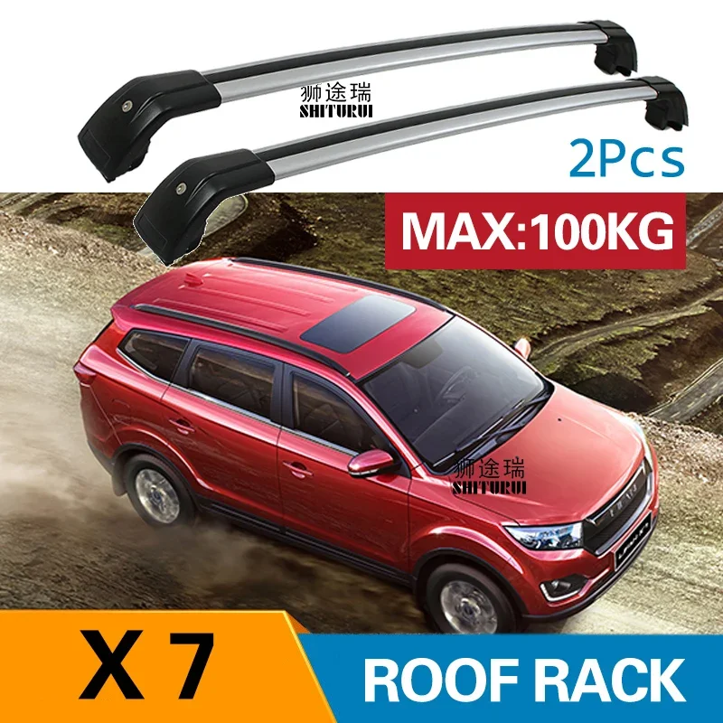 2Pcs Roof bars For LIFAN X7 2017 2018 Aluminum Alloy Side Bars Cross Rails Roof Rack Luggage CUV SUV LED