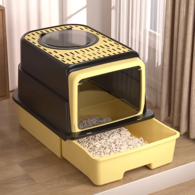 

Super Large Anti-Sand Odor-Proof Cat Litter Bowl PP Fully Enclosed Kitty Cat Supplies Easy Clean Top-In Super Large Cat Toilet