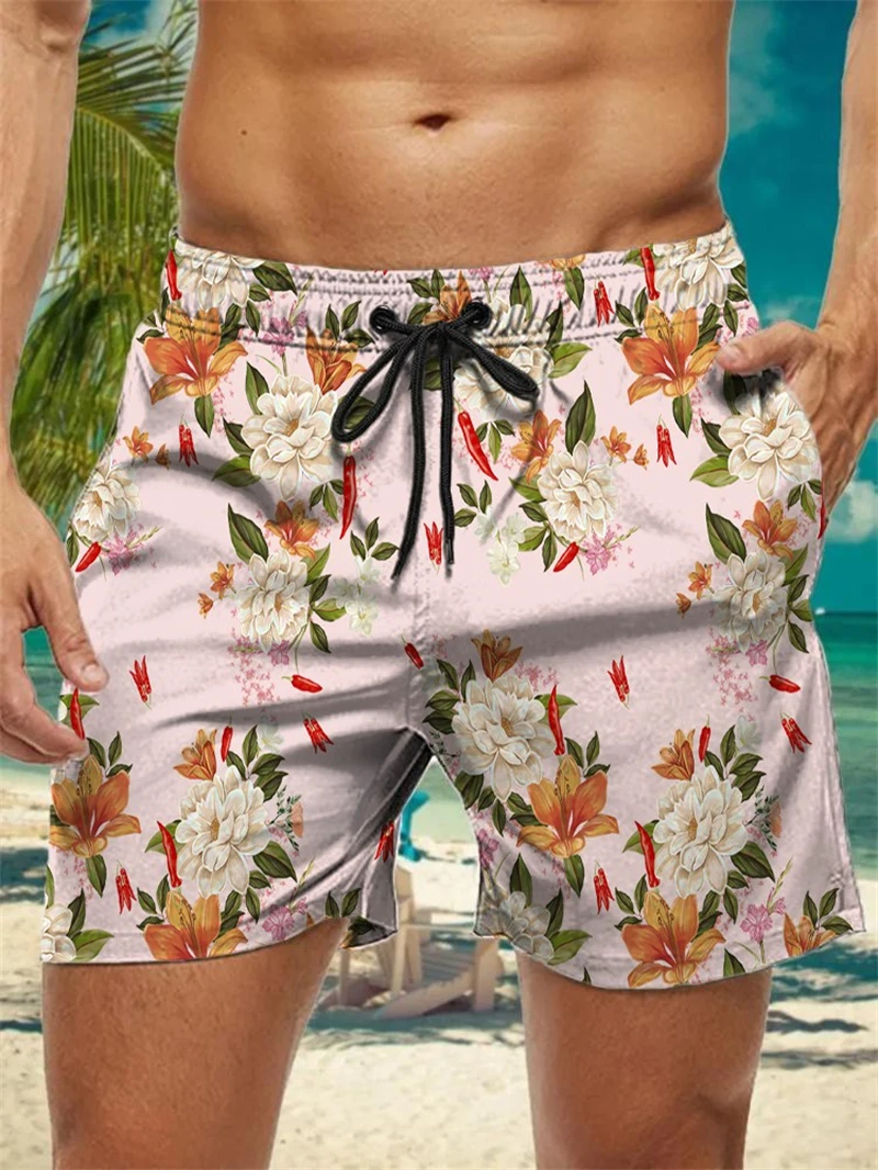 

Модные короткие брюки с цветочным рисунком для мужчин, летние трендовые пляжные шорты с 3D принтом для отдыха и отпуска, свободные дышащие шорты для доски