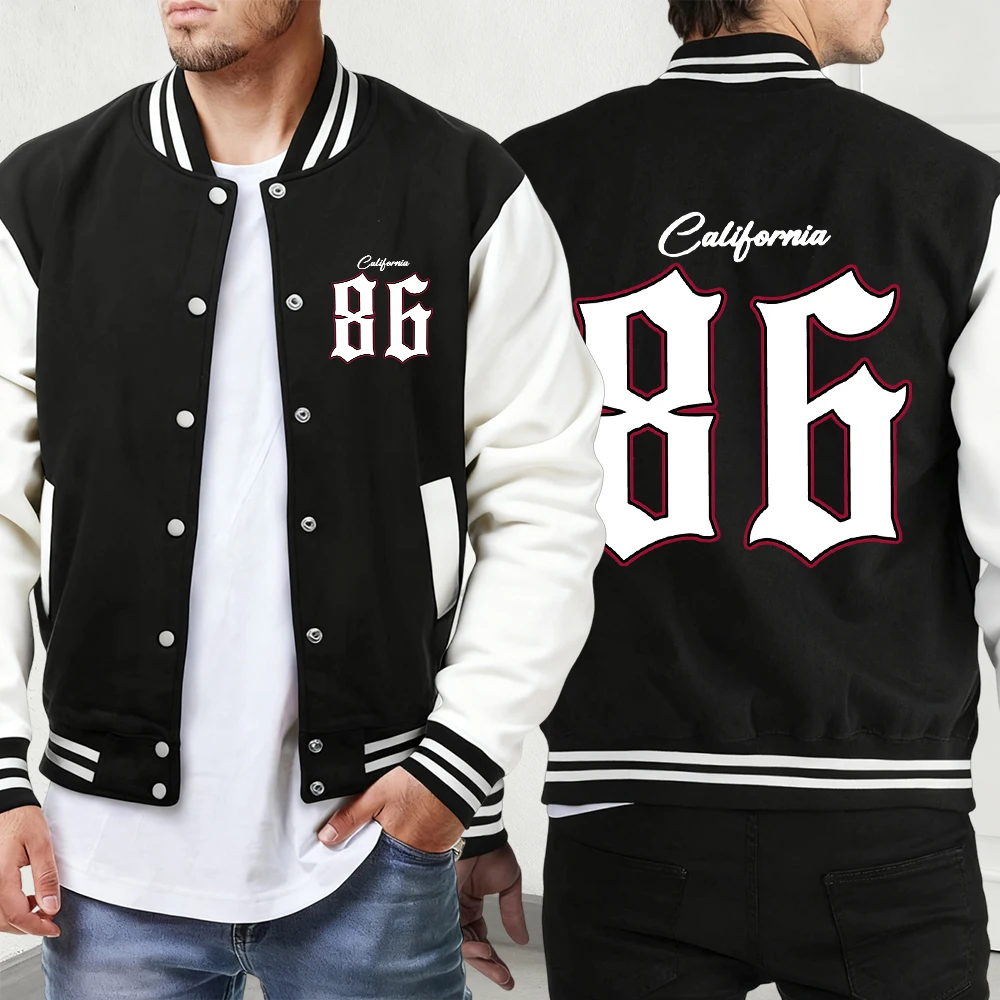 

New York Number 87 Print Man'S Autumn Oversize Veste Button Vintage Jackets Street Soft Baseball Uniform Basics Fashion Clothes