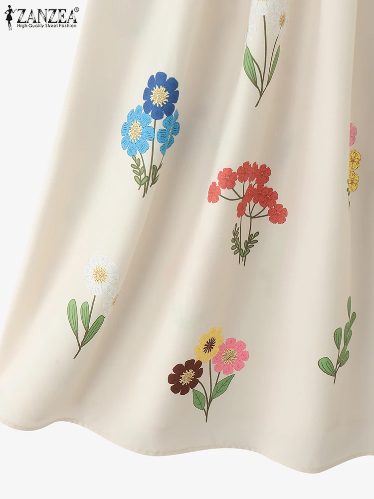 2025 zanzea moda feminina maxi saias outono longo bottoms floral impressão férias cintura elástica casual oversized jupes faldas saia
