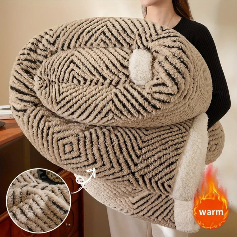 Boho Pattern Double Sided Lamb Fleece Blanket Heavy Winter Cozy Couch Throw Blanket