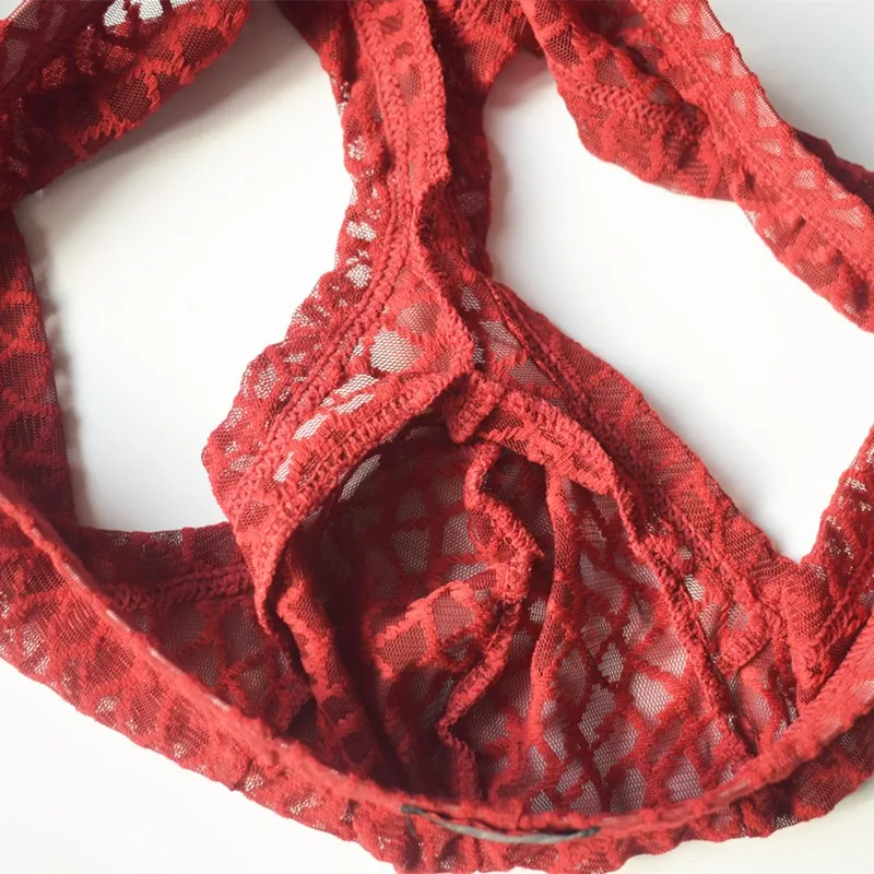 Mens Sheer Underwear Lace Trunks Low Rise See Through U Convex Pouch Openwork Sensual Transparent Sexy Ropa Interior Sensual