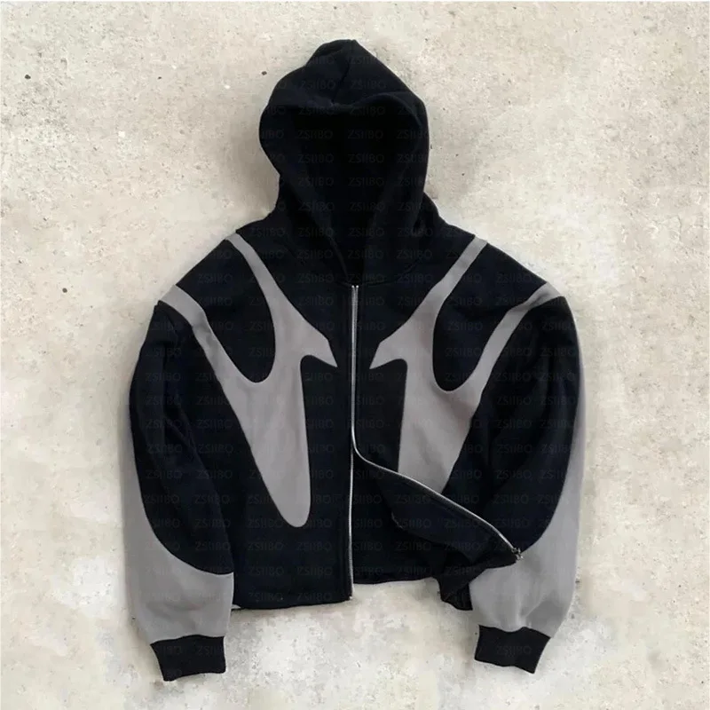 

2024 Vintage Fall/Winter High Quality Fashion Warm Hoodies Men Y2K Harajuku High Street Men Sweatshirt Zip Up Hoodie
