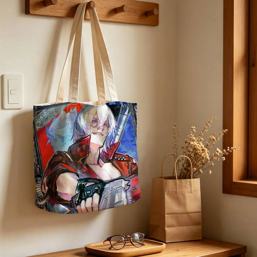 D-Dante D-Devil May Cry 5 Printed Canvas Shoulder Tote Bag for School Work and Commute 2