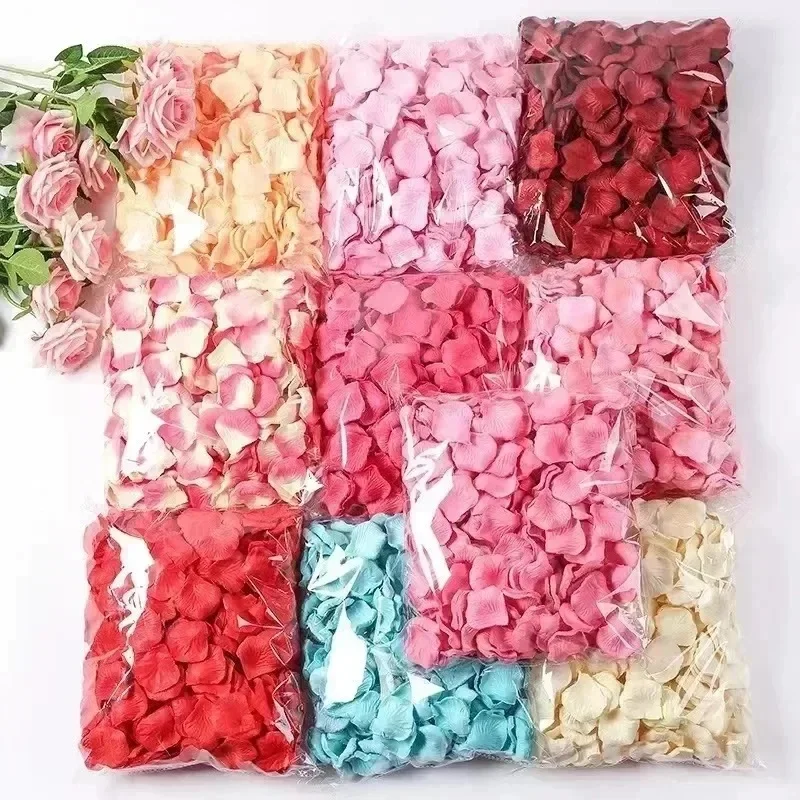 5500/100pcs Artificial Fake Rose Petals Red Colorful Simulation Silk Roses Petal for Valentines Day Wedding Party Romantic Deco