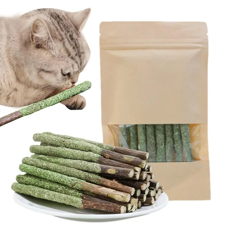 Cat Grass Sticks for Indoor Cats, Natural Teething Stick Snacks, Hairball Removal & Teeth Cleaning Pet Supplies
