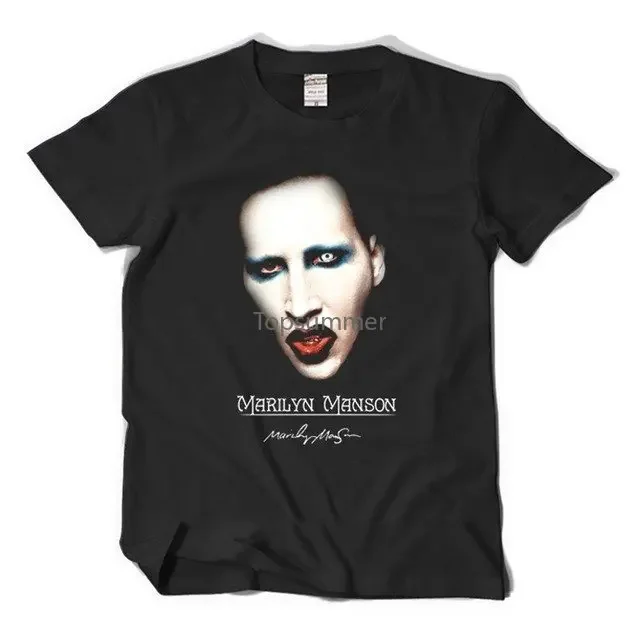 

Hot Sale Fashion Marilyn Manson Music Rock Roll T-Shirts Short Sleeve O-Neck Big Yard Cotton Plain Tee 3D Tshirt