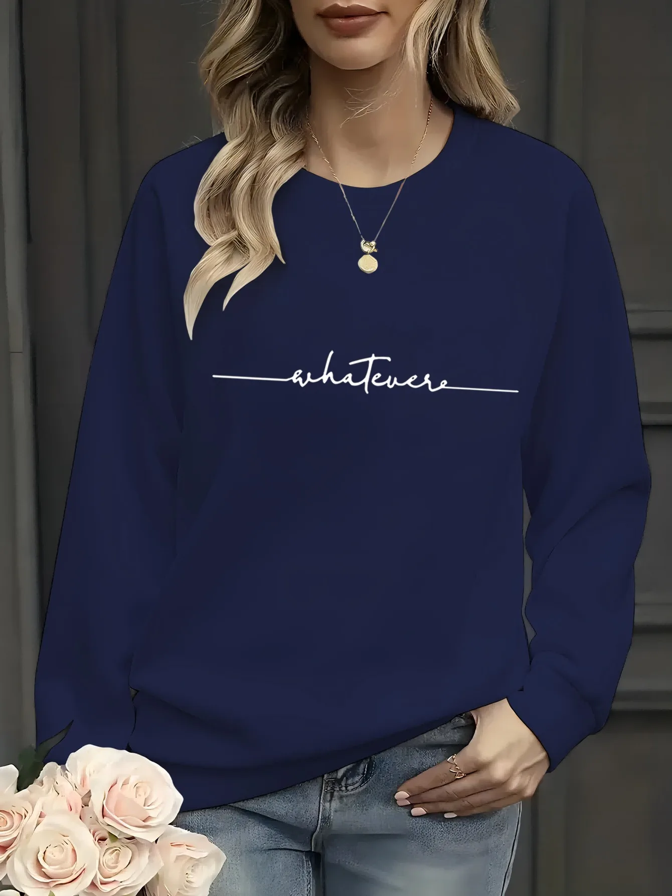 Sudadera informal con estampado de corazón para mujer, diseño geométrico, manga larga, cuello redondo, lavable a máquina, ajuste Regular para otoño