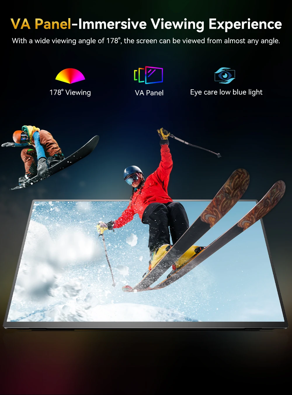 UPERFECT 21.4'' Portable Monitor for Laptop 100Hz Ultra-Fast IPS 120%sRGB HDR HDMI USB-C Travel Monitor for Laptop MacBook PC Surface PS5 Xbox External Display with Kickstand & Speakers view 7