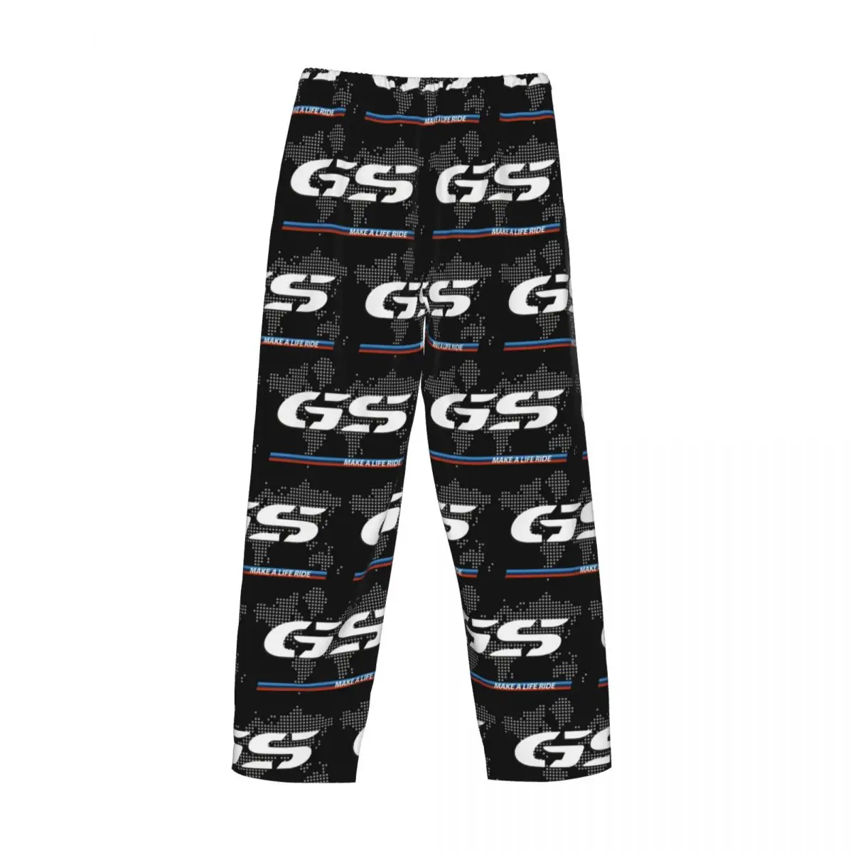 Custom Printed Men Make A Life Ride GS Motorcycle Adventure Pajama Pants World Map Sleepwear Sleep Lounge Bottoms with Pockets