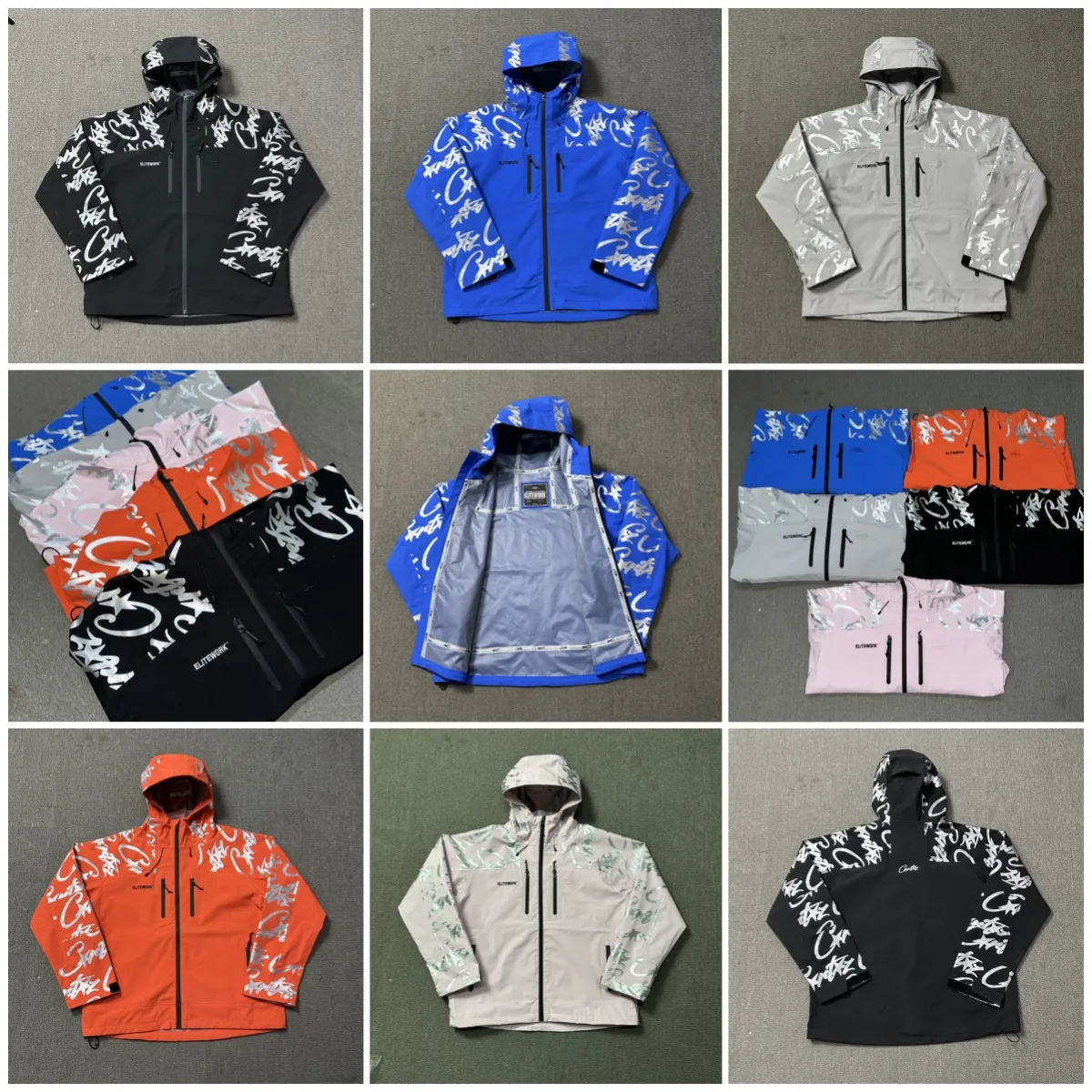 

Высококачественная повседневная куртка с капюшоном и светоотражающим буквенным принтом, уличный стиль, весна-осень, из смесового хлопка, с длинными рукавами