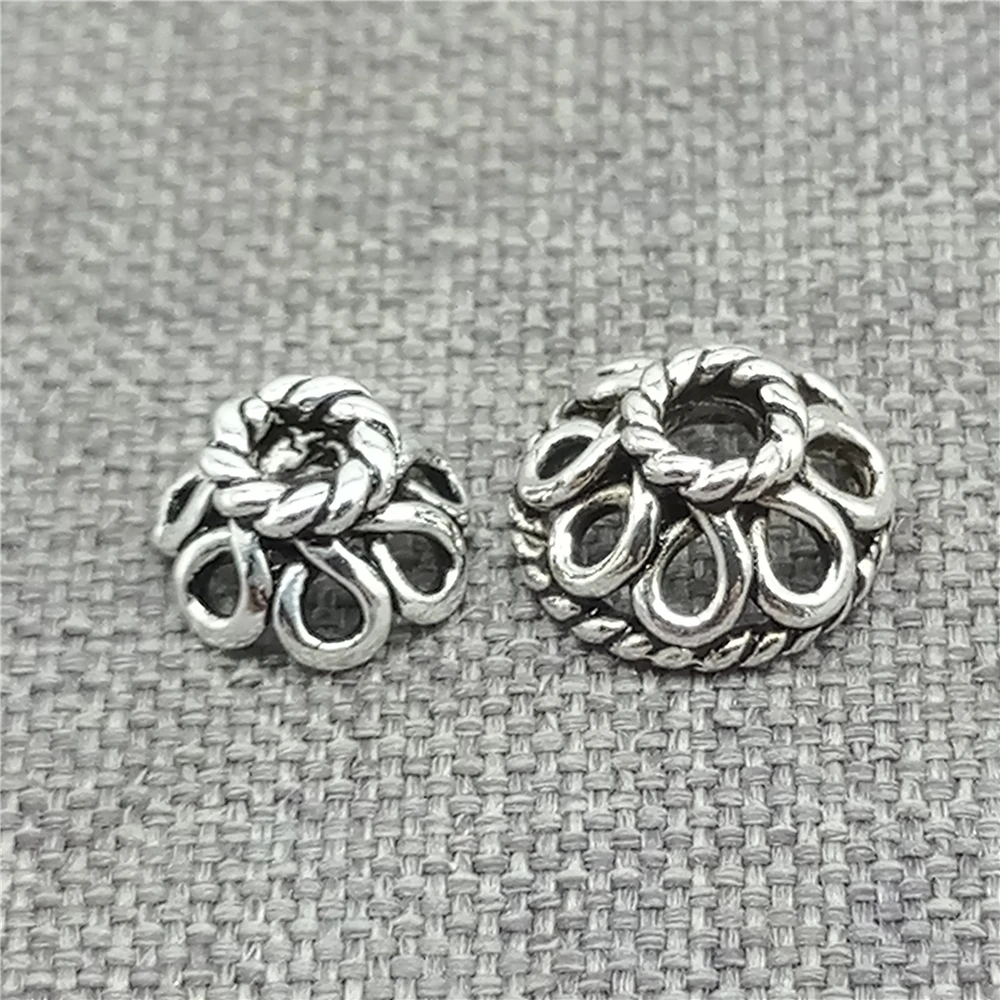 8 Pieces of 925 Sterling Silver Spiral Flower Bead Caps for Bracelet Necklace 6mm 8mm