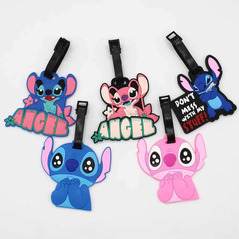 Disney Stitch Luggage Tag Cartoon Suitcase ID Addres Holder Travel Accessories Portable Baggage Pendant Boarding Label