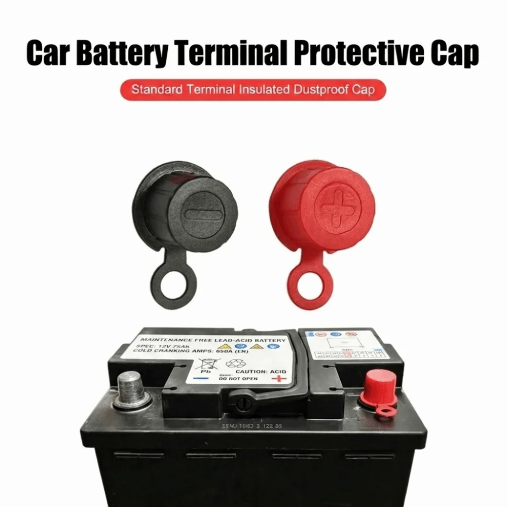 1 Pair Water Proof Battery Terminal Cover Insulated Standard Diameter Insulated Cap Dust Proof Positive Negative Heads