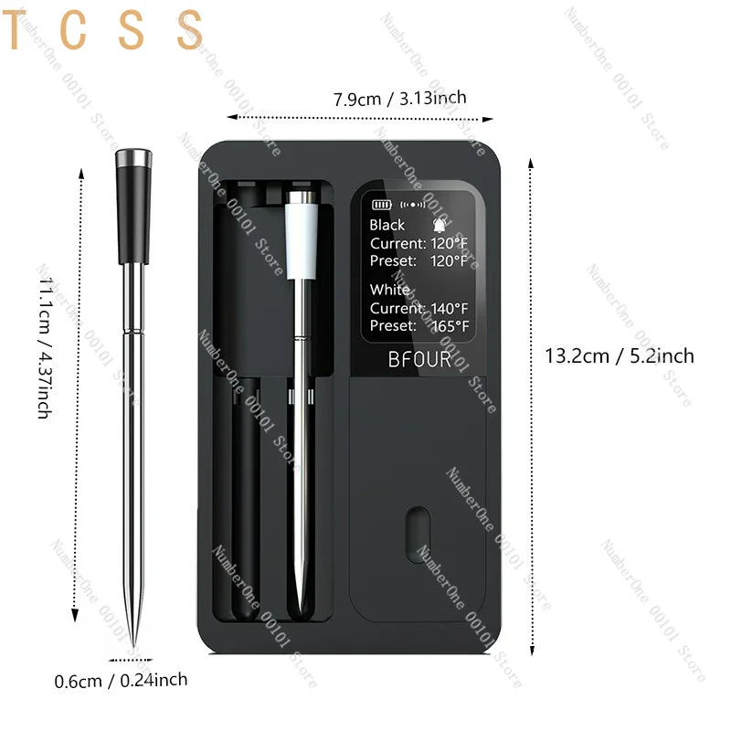 Wireless Bluetooth BBQ Meat Thermometer With Display Kitchen Food Cooking Thermometer For Grill Smoker Oven Cooking