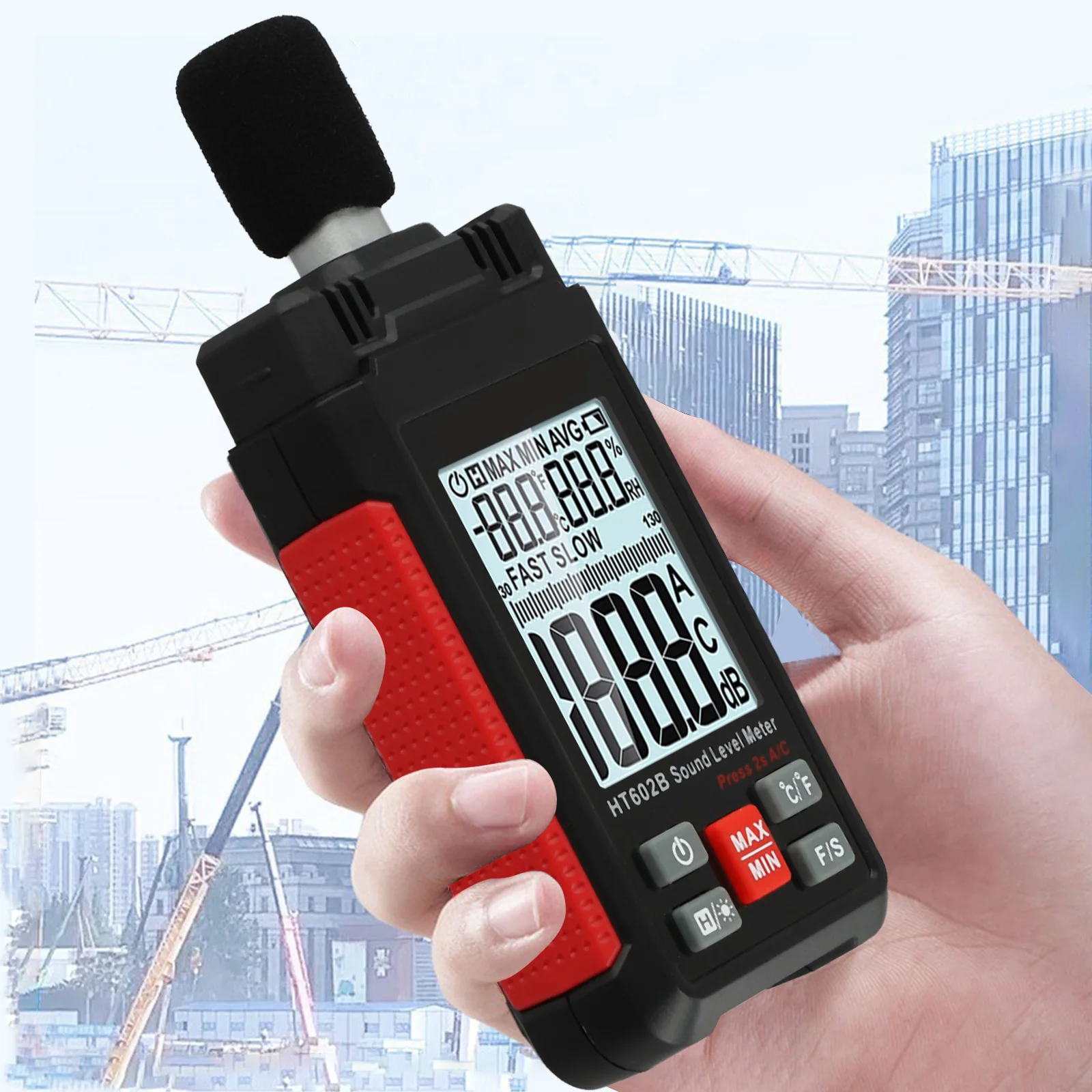 

Portable HT602B Sound Level Meter with LCD Backlight for Accurate Noise Level Measurement 30 130dB and Ambient Conditions