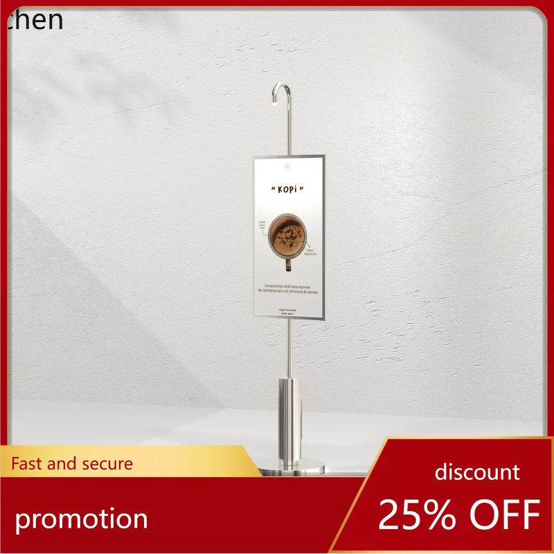 ZML Simple Modern Vertical Illuminated Display Stand Stainless Steel Floor-standing Entrance Poster Stand