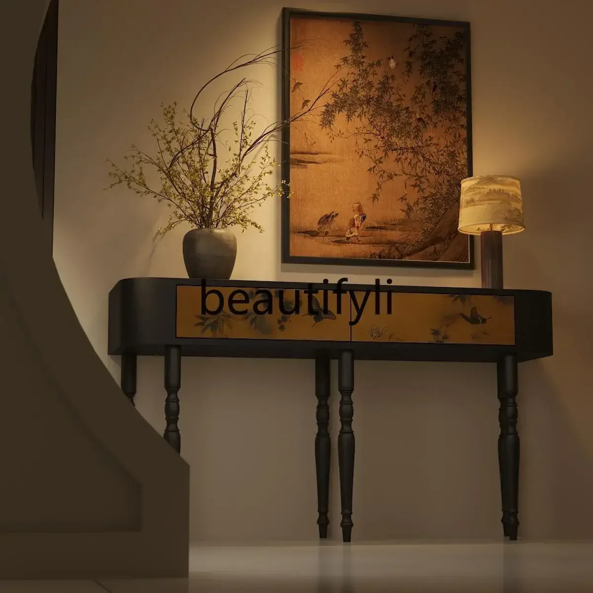 

Asmt14 New French retro entrance cabinet, facing the door, medieval living room decorative aisle cabinet, sofa stopper cabinet