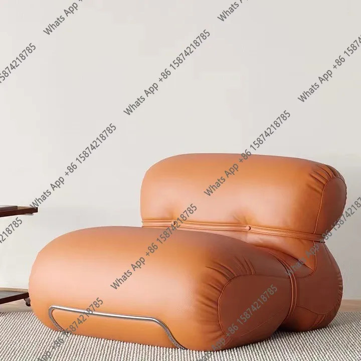 

Дизайнерский диван-кресло для гостиной, одиночный стул, итальянский легкий роскошный минималистичный дизайнерский повседневный оранжевый кожаный диван-кресло