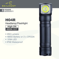 Skilhunt H04R (High CRI Version) 2 In 1 Flashlight/Headlamp, 18650 Battery, 850 Lumens,Peel Reflector 126m Beam Throw