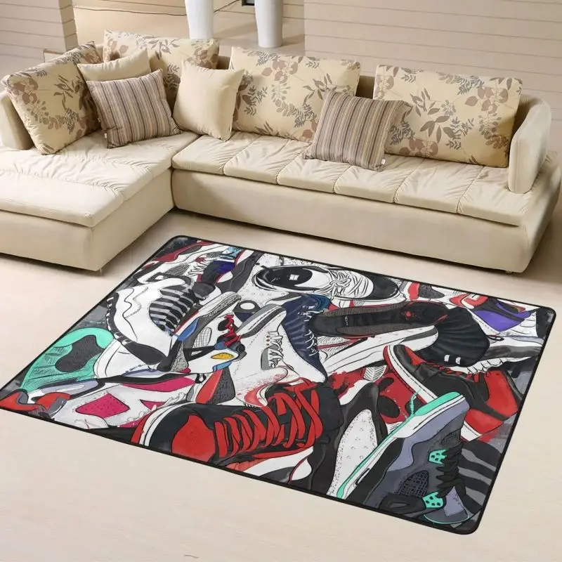 Fashion Basketball Shoes Sneakers Carpet Bedside Soft Floor Mat Bathroom Toilet Non-slip Door Mats Holiday Home Hall Decor Rugs