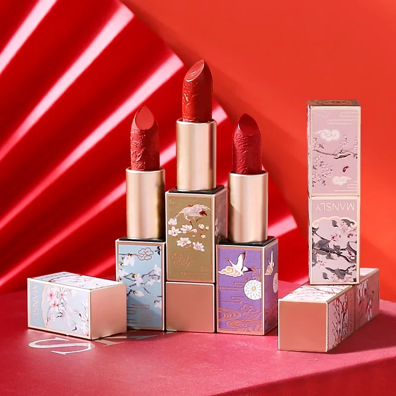 HOJO Vintage Oriental Lipstick Matte Moisturizing Sexy 6 Colors Optional Velvet Lipstick Smooth Makeup Women Beauty Cosmetics