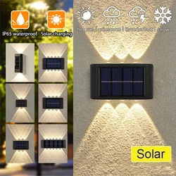 Lámpara LED de pared alimentada por energía Solar, luz LED impermeable para exteriores, iluminación luminosa hacia arriba y hacia abajo para decoración de vallas de jardín, luz Solar