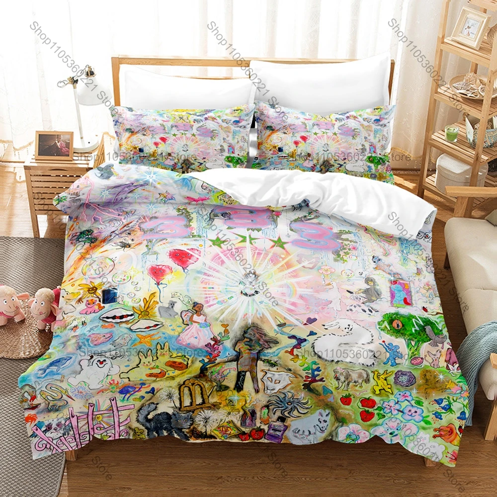 Soft Faded Pastel Abstract Star Dreamy Street Rap 3Pcs Bedding Set Duvet Cover & Pillowcases Neutral Surreal Home Textile
