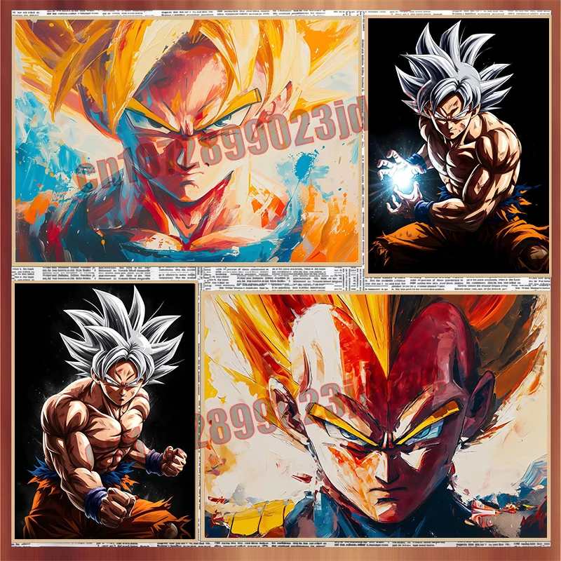 

Classic Bandai Anime Dragon Ball HD Retro Canvas Painting Poster, Vegeta, Goku, Gohan, Friza, Art Deco Murals Children's Gifts
