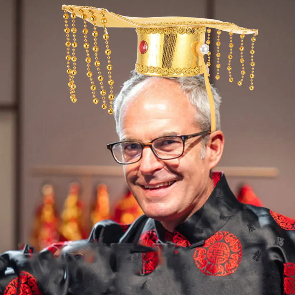 

Chinese Asian Emperors Headwear King Crown Exquisite Handcrafted Ancient Costume Hat for Halloween Cosplay Theatrical