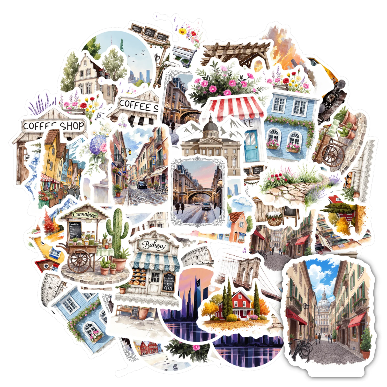 

35pcs Detailed Architecture Stickers Artistic Vintage Teacher Reward Stickers Architecture Stickers For Laptop Motorcycle