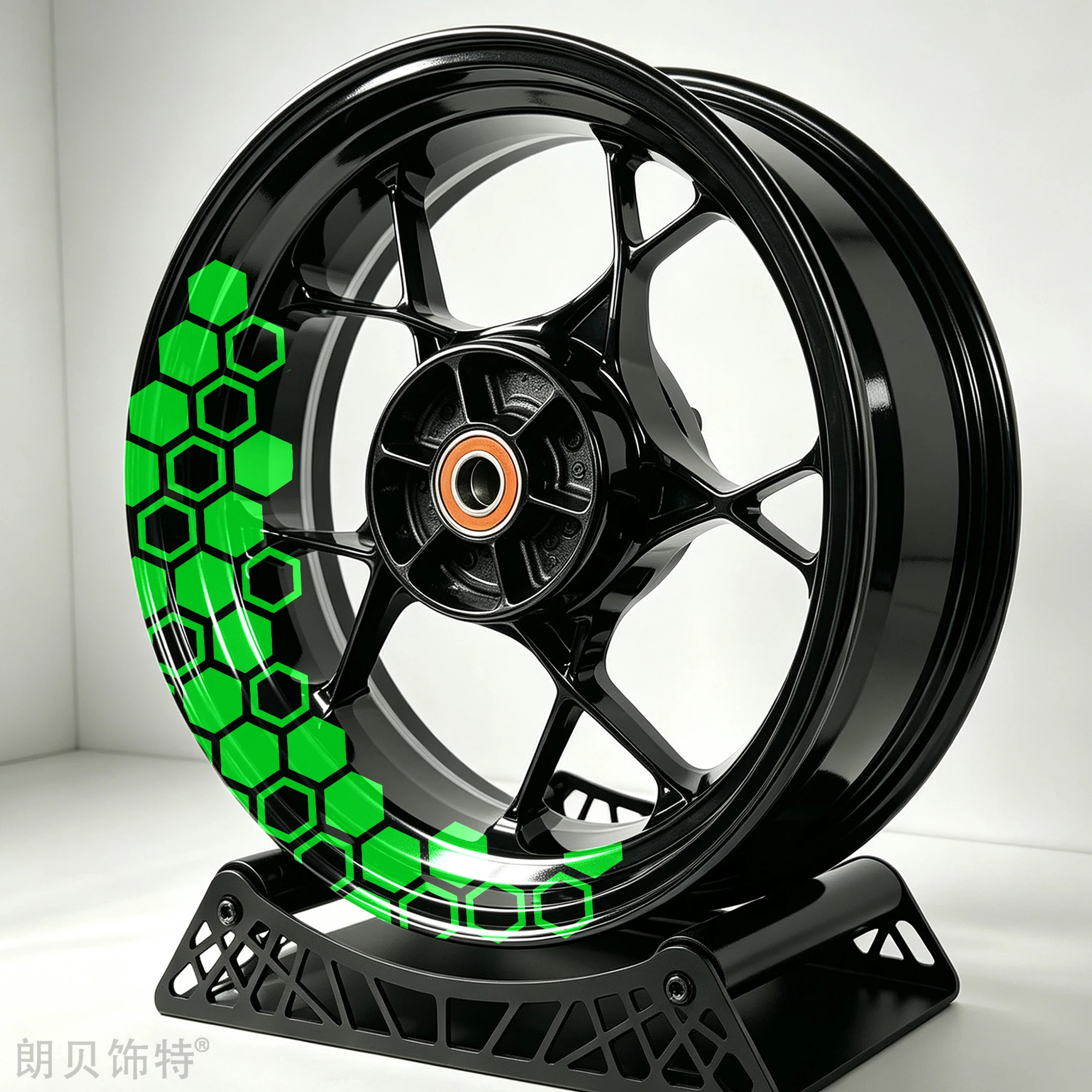 Motorcycle Wheel Rim Stickers 17 Inches Front Rear Honeycomb Hexagon Decals Waterproof Self Adhesive for Motorbike Scooter Decor view 6