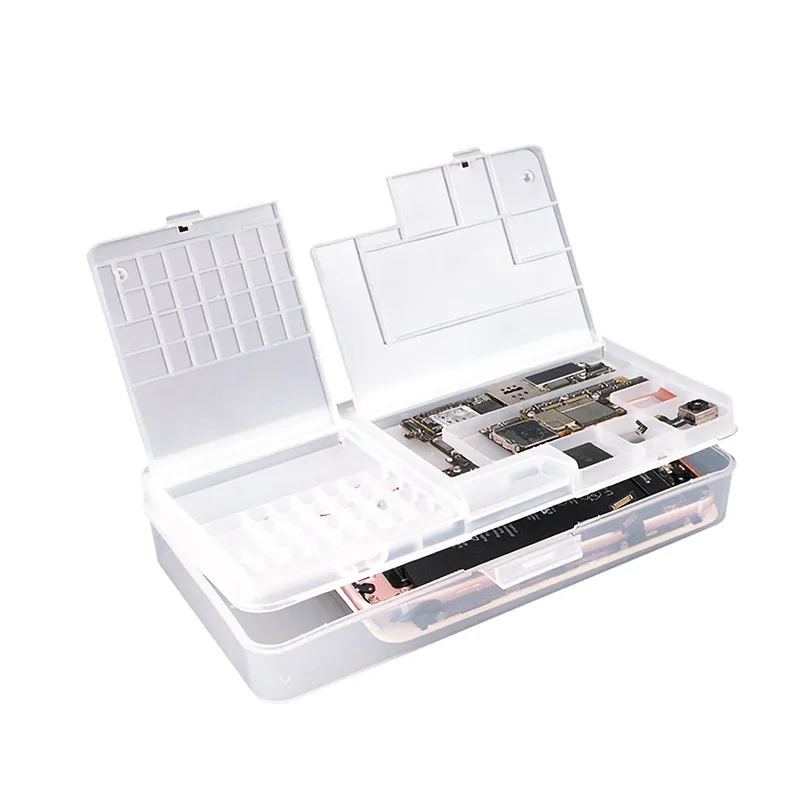 

10Pcs/Lot Storage Box for iPhone LCD Screen Motherboard IC Chips Component Screws Organizer Container Repair Tools Mobile Phones